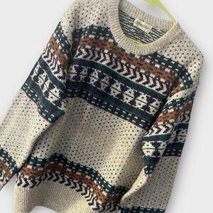 VTG St John's Bay Knit Sweater Women's Size M Aztec Multicolor Geometric